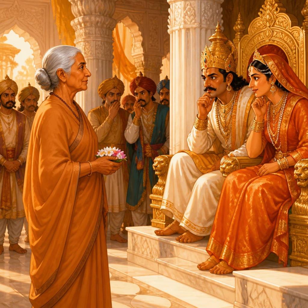 Vakula Devi proposing in Akasha Raja's court