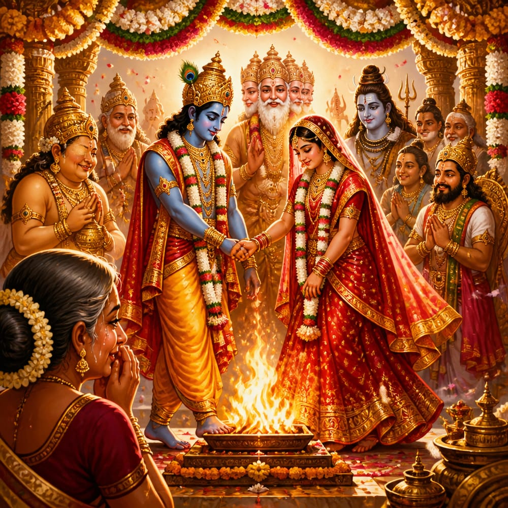 The seven steps at the divine wedding