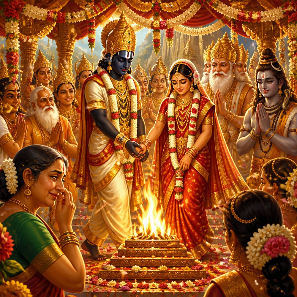The seven steps at the divine wedding