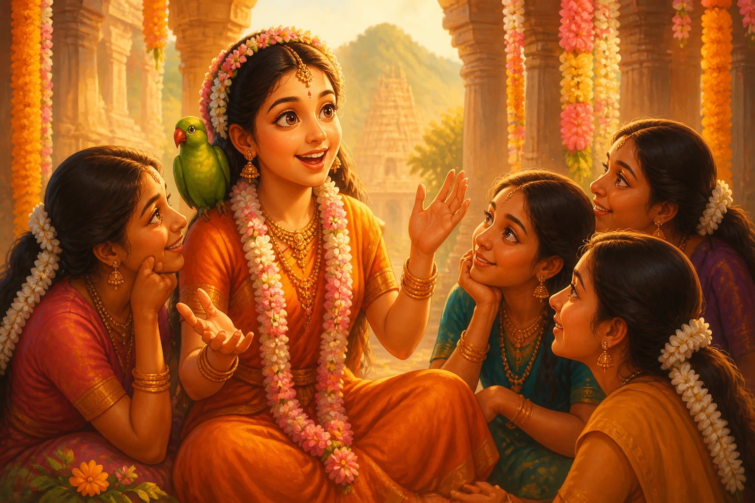 Andal telling her friends of her dream