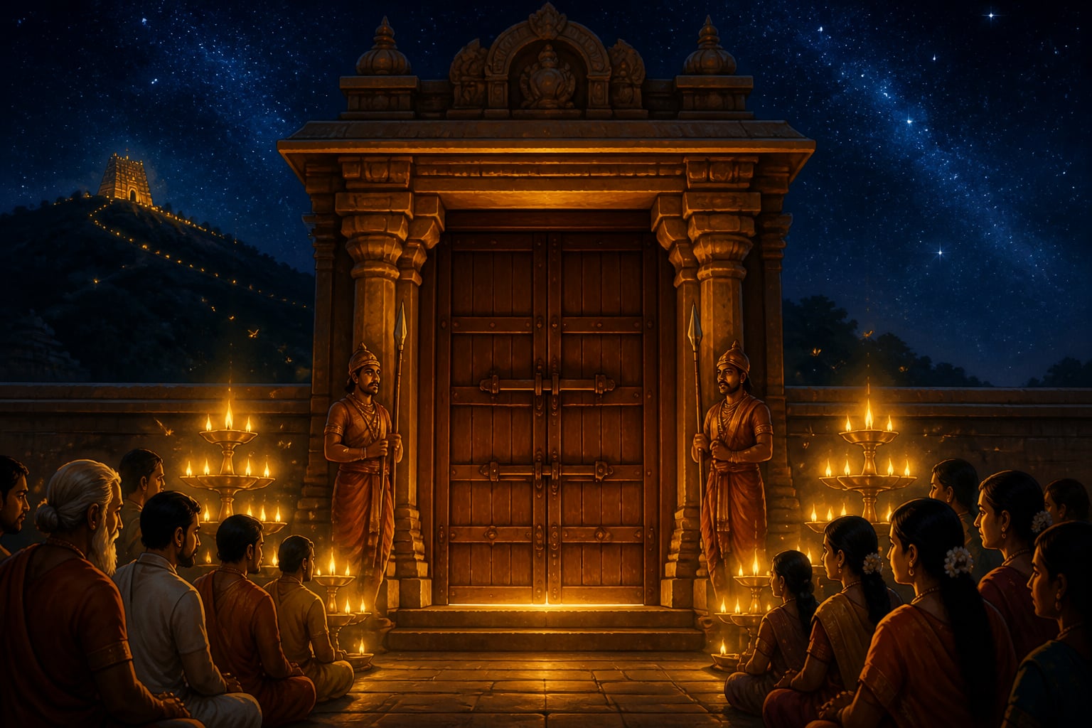 Lamps burning outside the sealed sanctum door