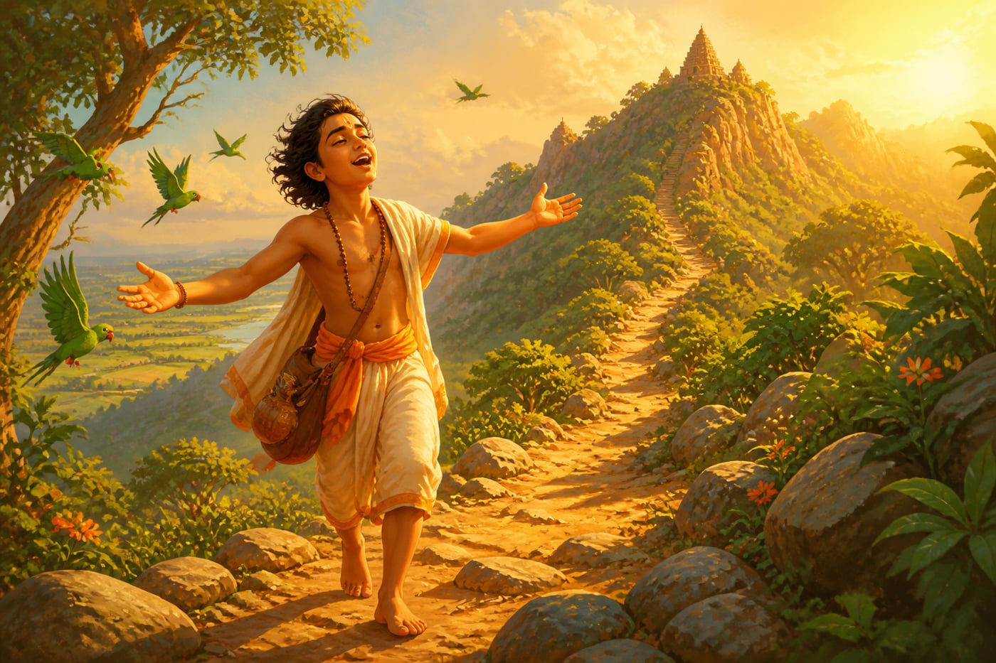 Young Annamacharya singing on his first climb