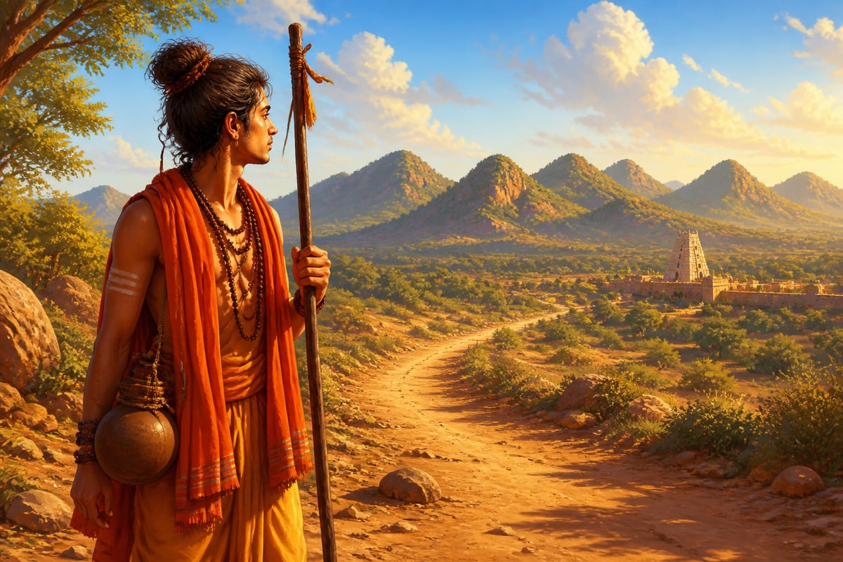 The young bairagi first sighting the seven hills