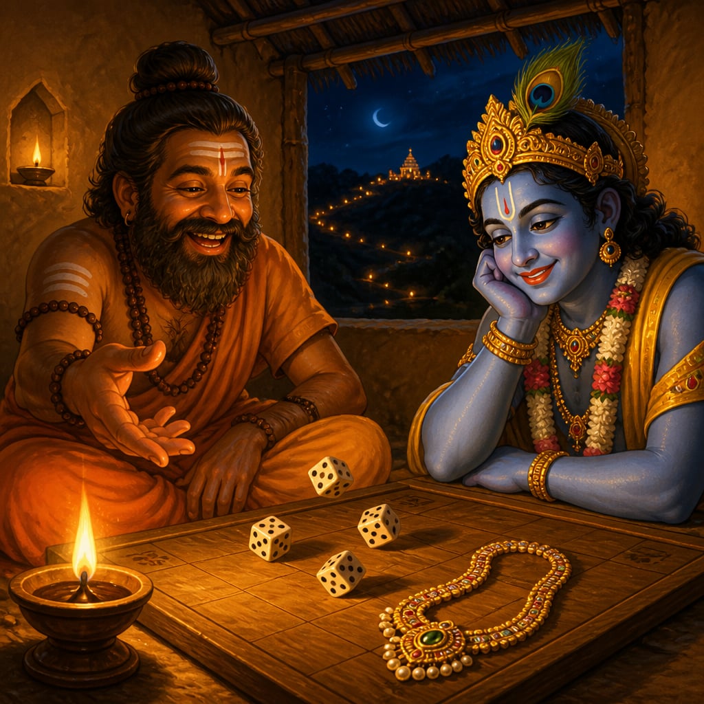 Hathiram and the lord of the hill at the dice board