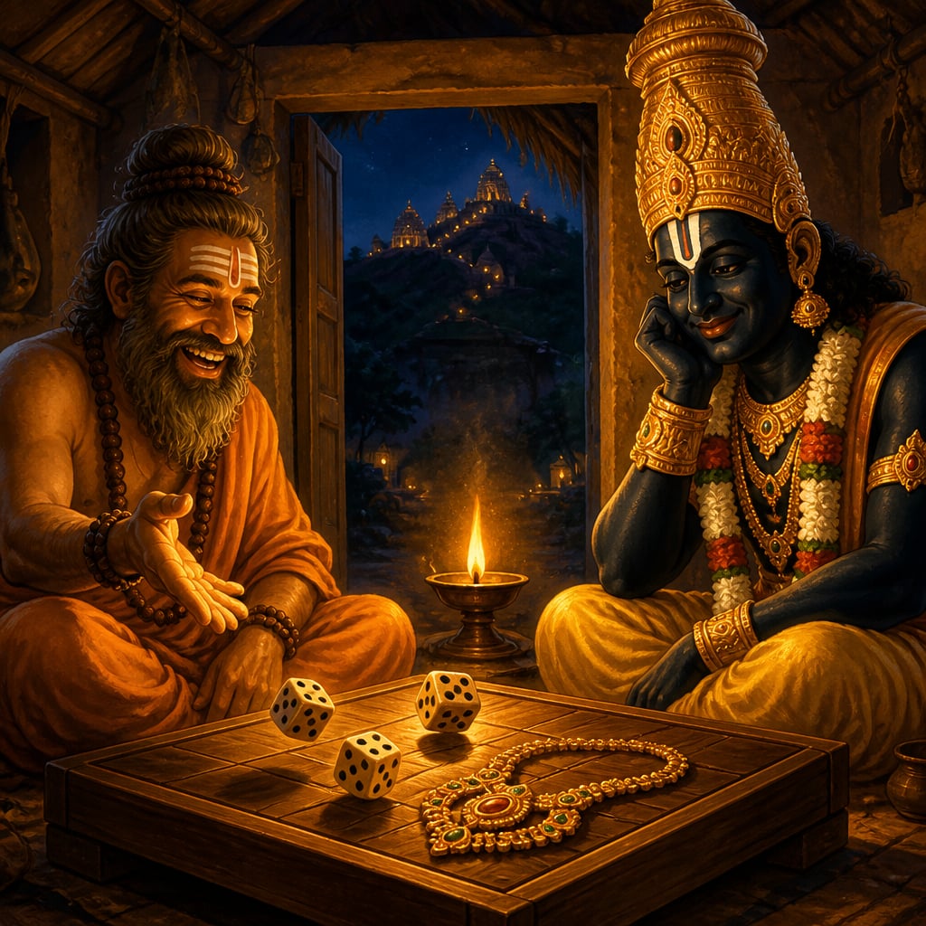 Hathiram and the lord of the hill at the dice board