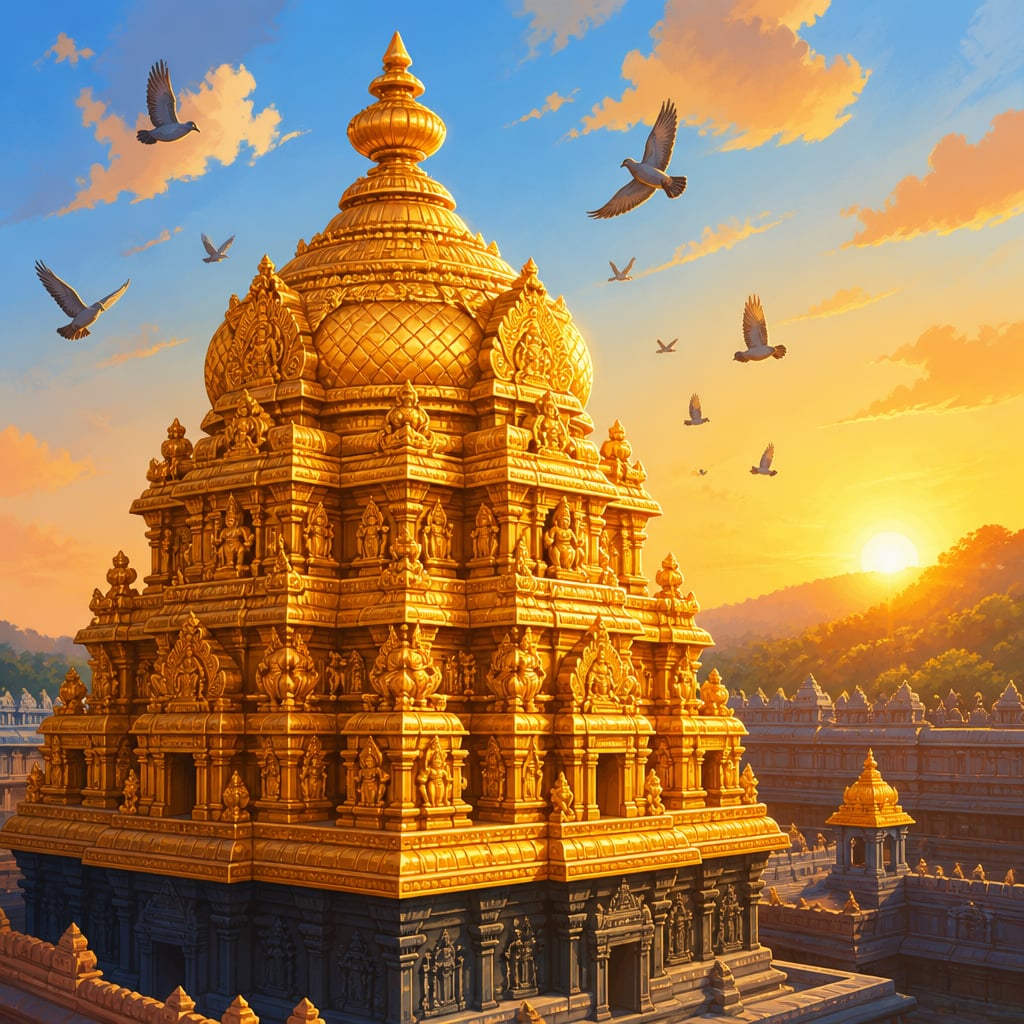 The Ananda Nilayam at sunrise