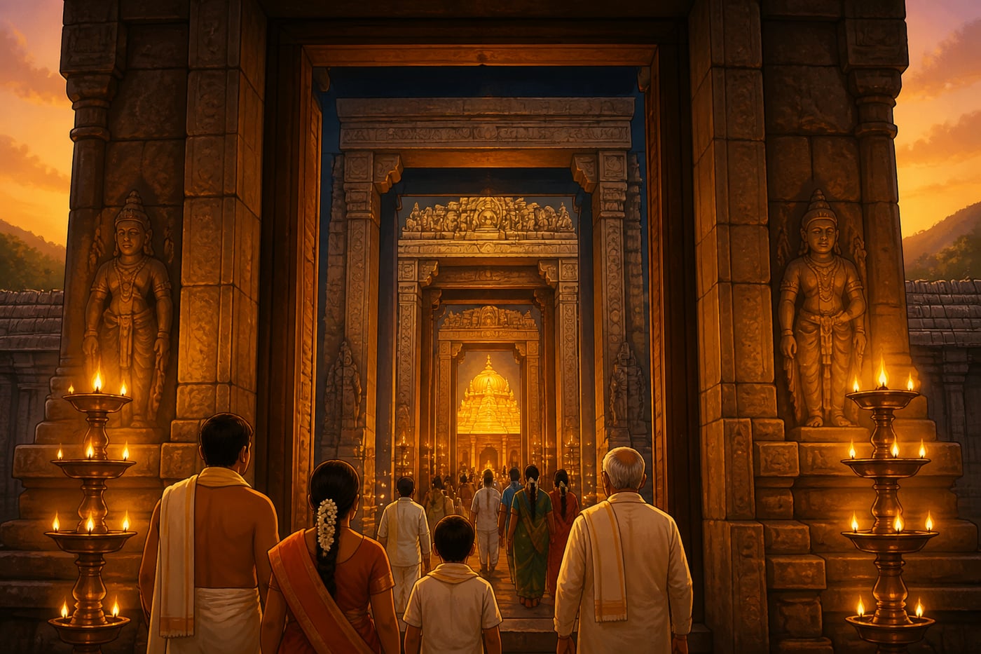 The nested gateways of the temple