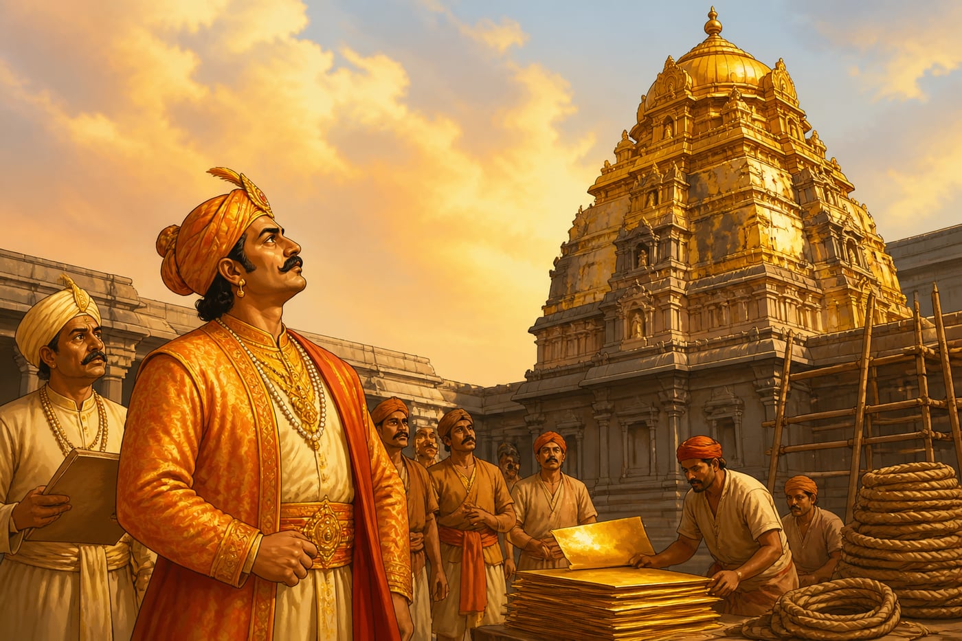 Krishnadevaraya deciding to regild the dome