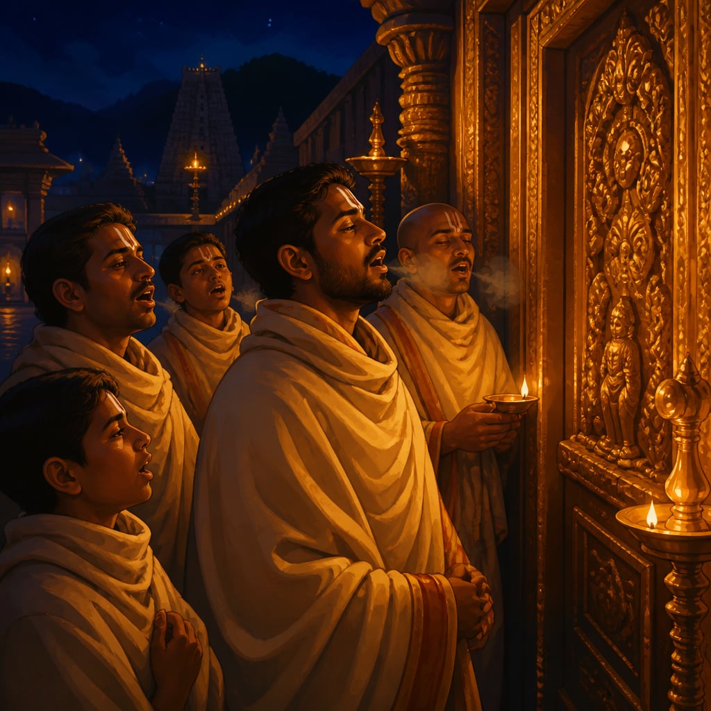 The Suprabhatam sung at the golden door