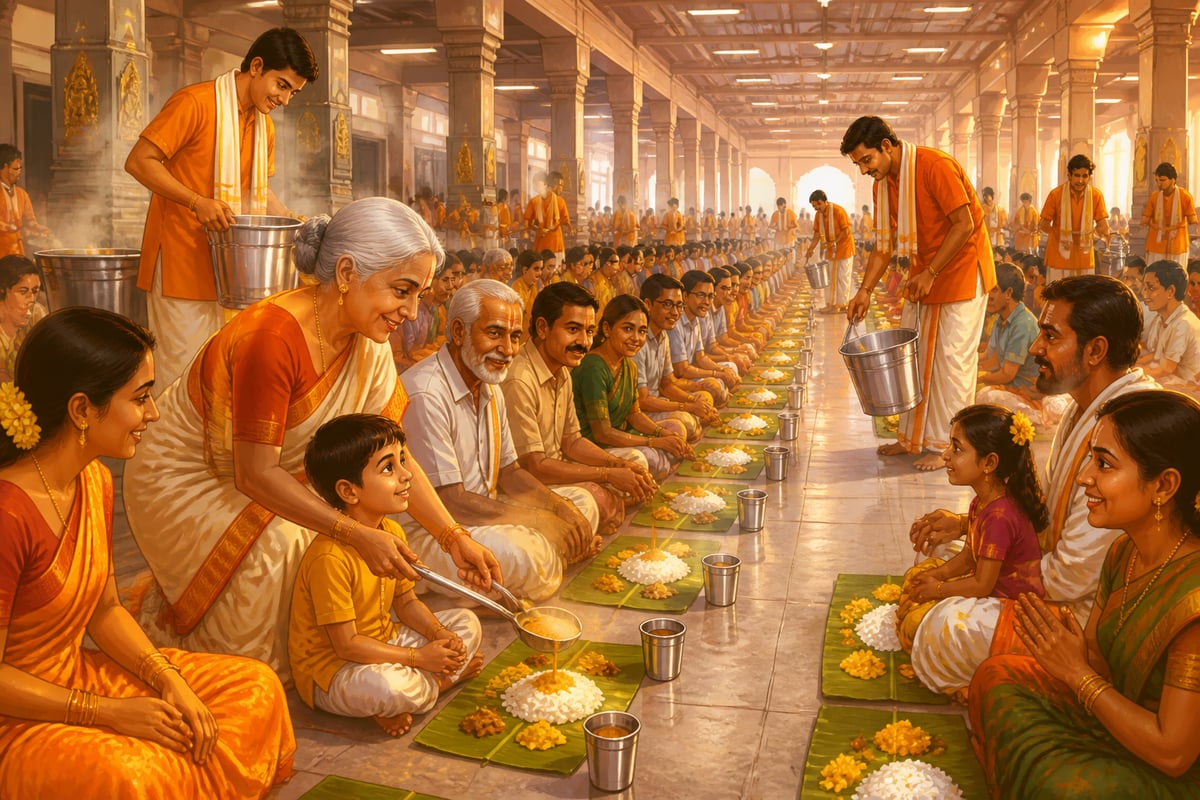 The annadanam hall feeding every pilgrim free