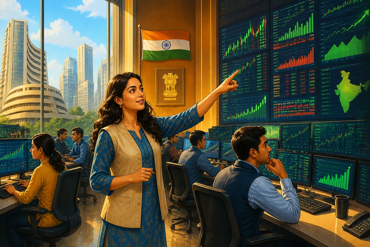 Analyst at the modern Bombay Stock Exchange trading floor