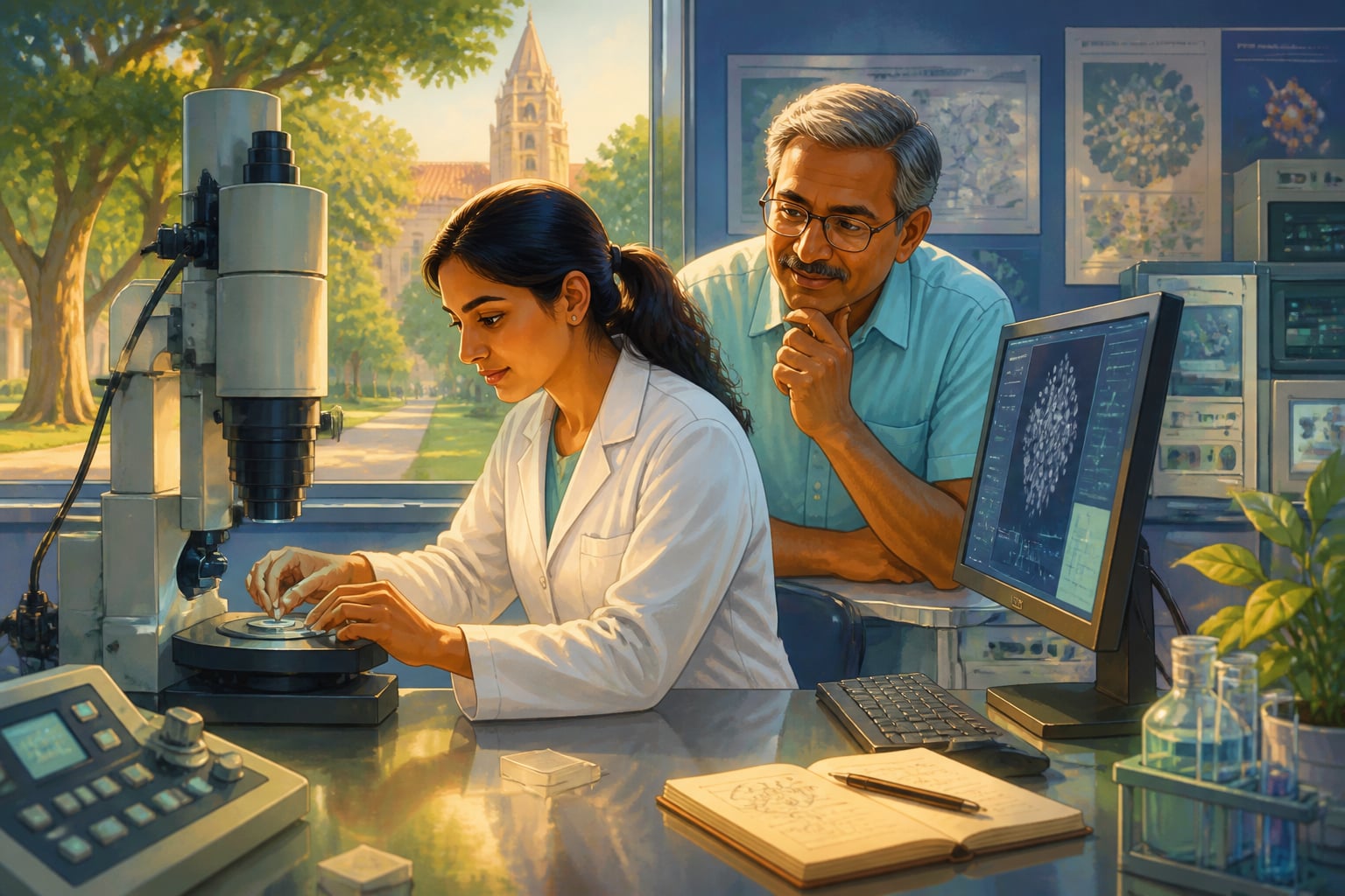 Researcher at the IISc Bangalore campus laboratory