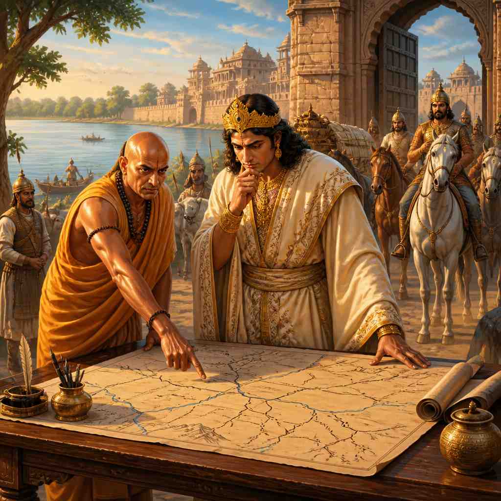 Chandragupta planning at the Uttarapatha eastern terminus
