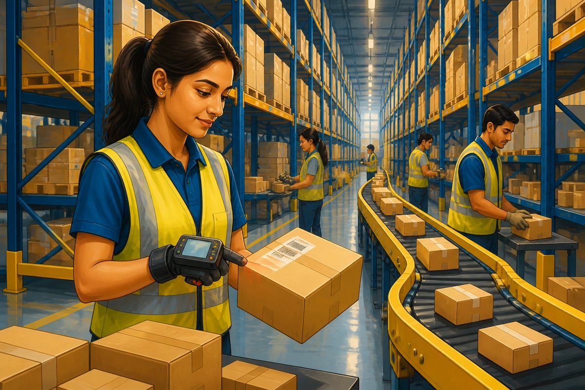 Modern Delhivery fulfilment warehouse in operation