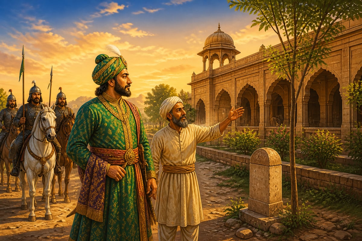 Sher Shah Suri inspecting a new Grand Trunk Road saraya