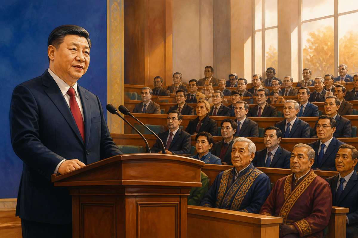 Xi Jinping unveiling the Belt and Road Initiative in Astana