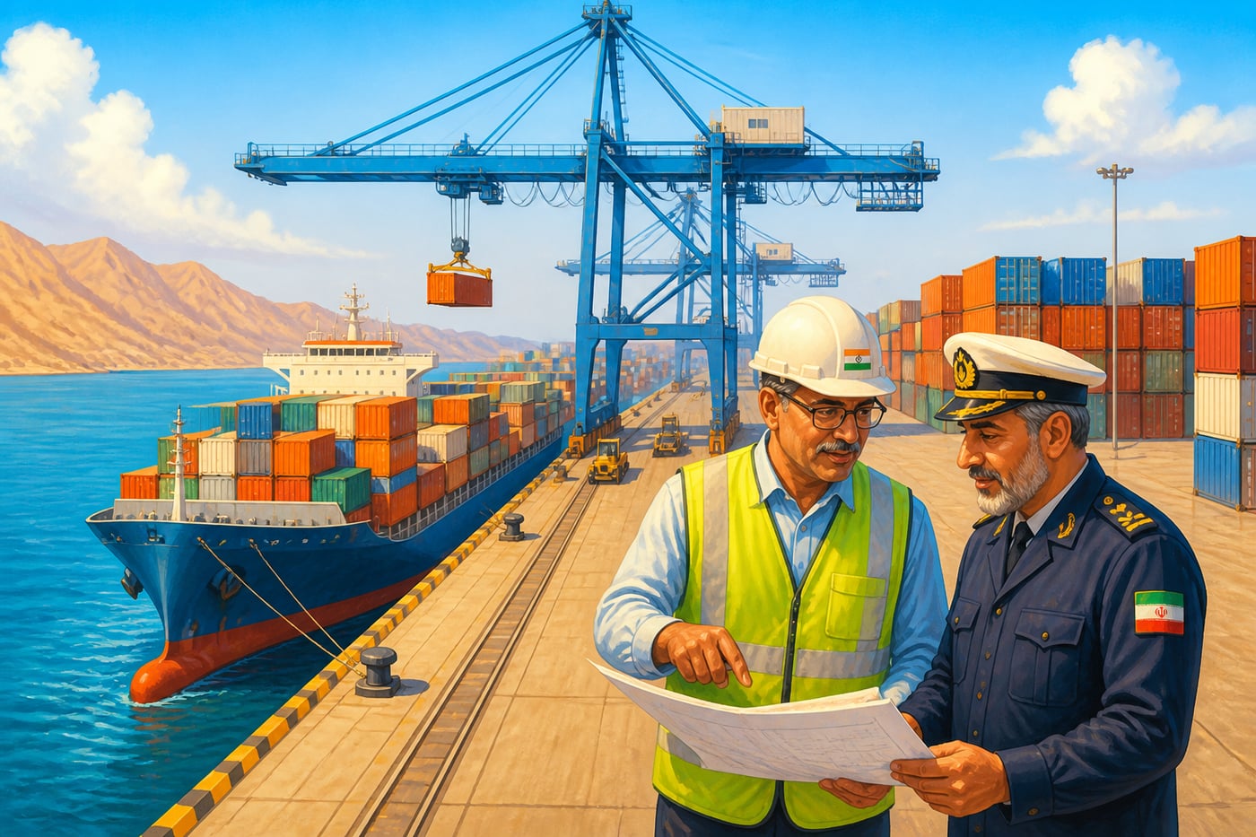 Indian-operated Chabahar Port loading containers in Iran