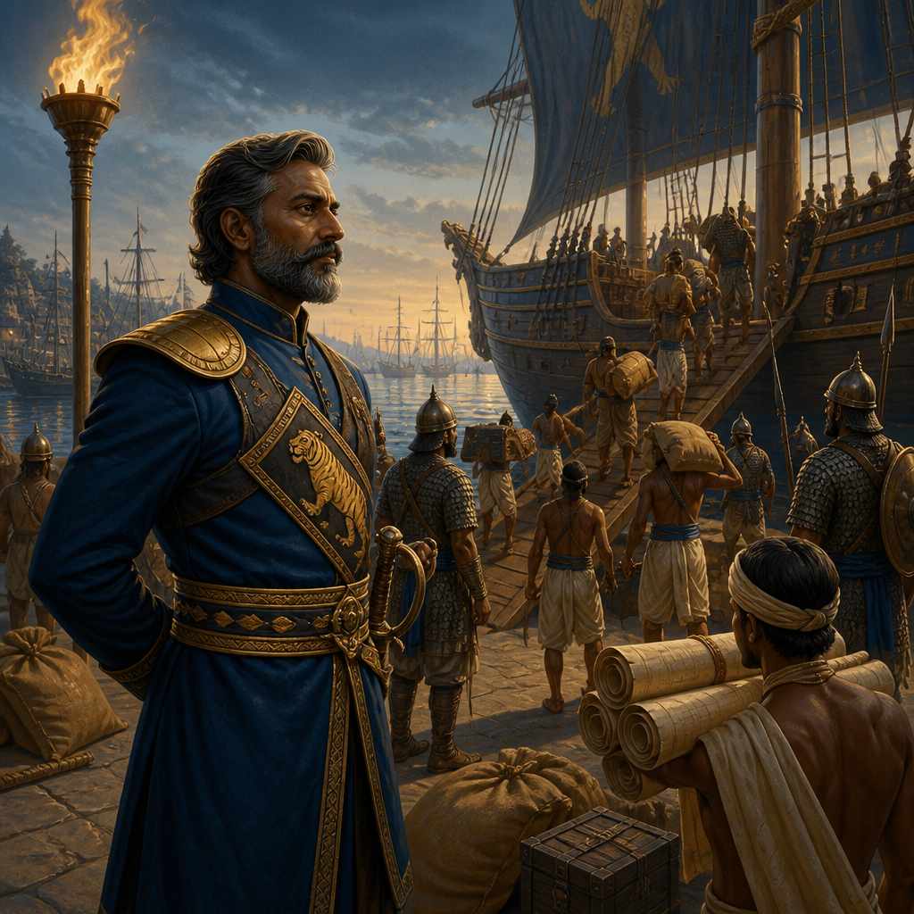 Admiral Virarajendra at Nagapattinam dock at dawn