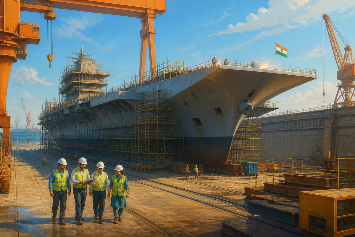 INS Vikrant under construction at Cochin Shipyard