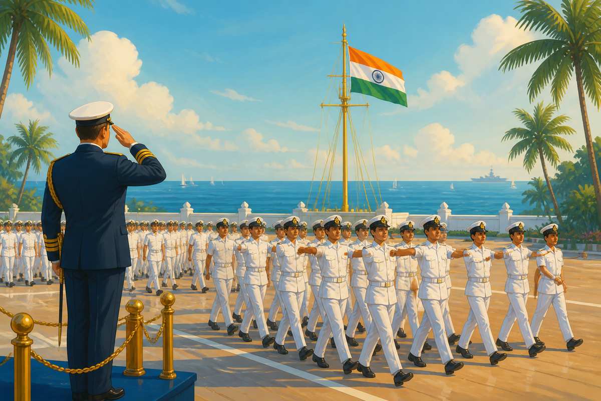 Indian Naval Academy cadets at morning parade