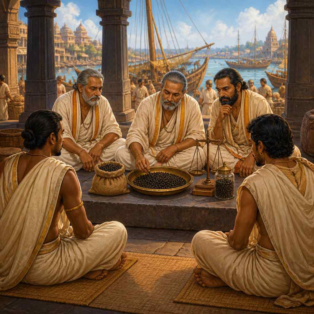 The Bharukaccha pepper-guild arbitrating a quality dispute between two merchants