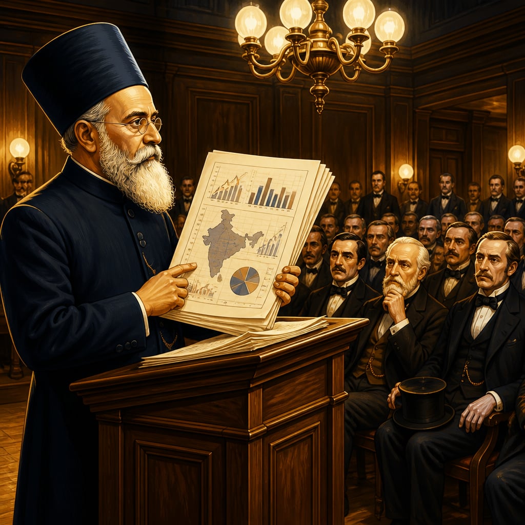 Dadabhai Naoroji presenting the drain theory in 1867 London