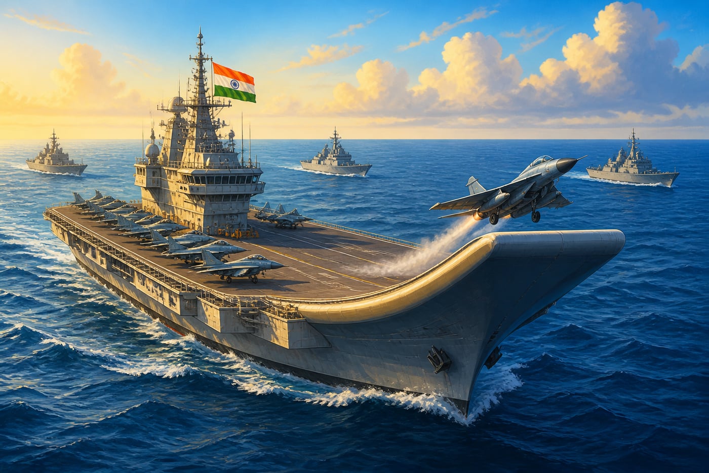 INS Vikrant sailing as India's first indigenous carrier