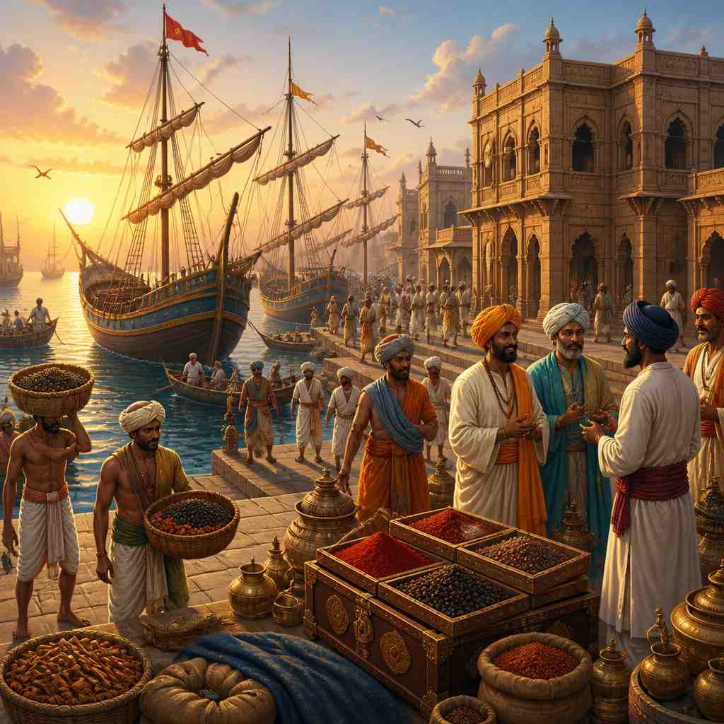 Surat harbour at the height of its 1600 commercial glory