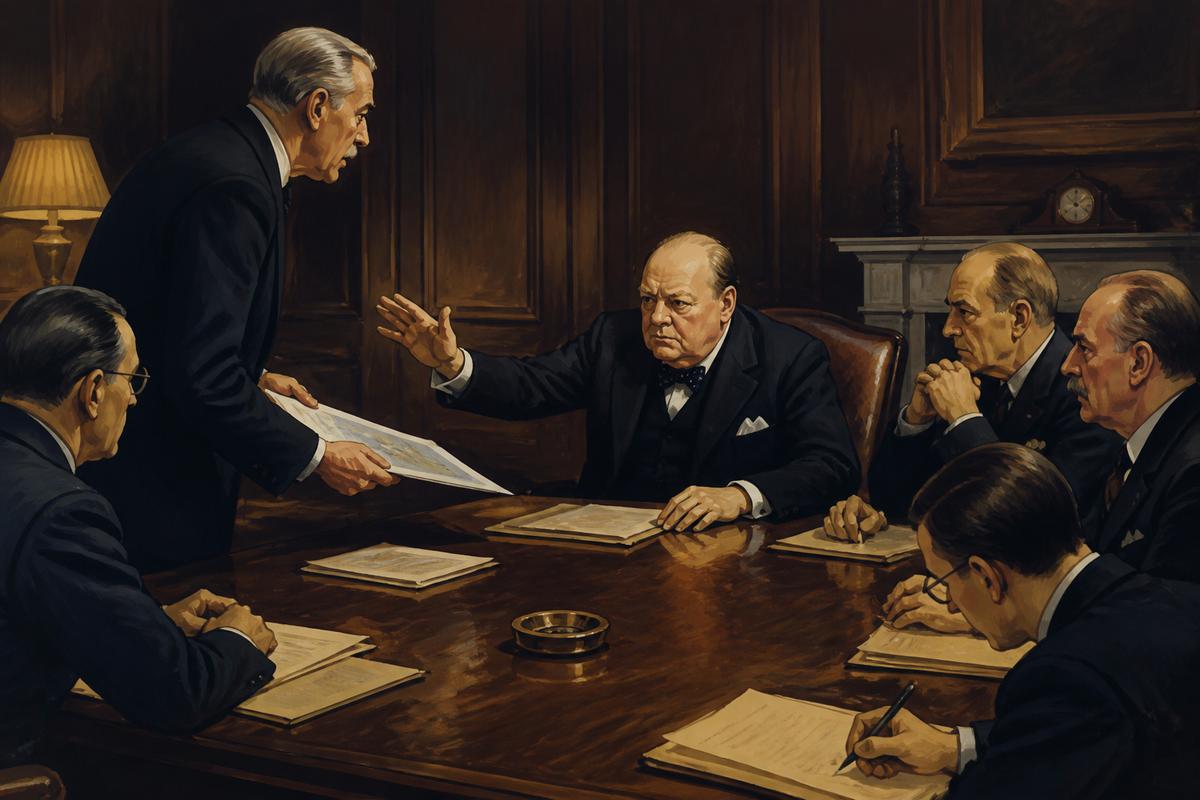 Churchill chairing the August 1943 War Cabinet