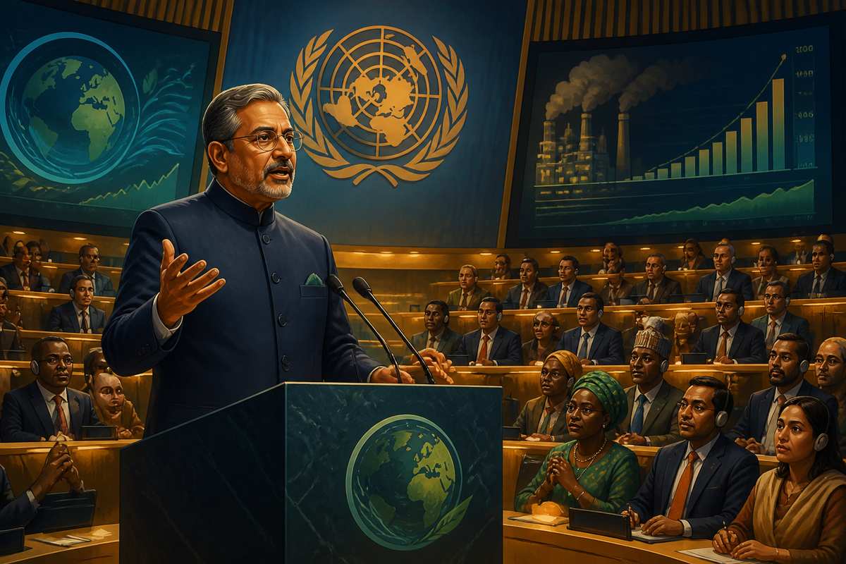 Indian climate negotiator addressing a COP plenary