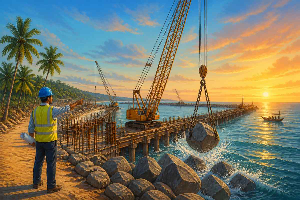 Vizhinjam deep-water seaport under construction in Kerala