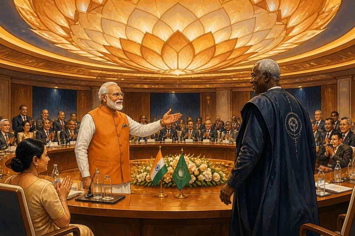 Modi welcoming the African Union into the G20