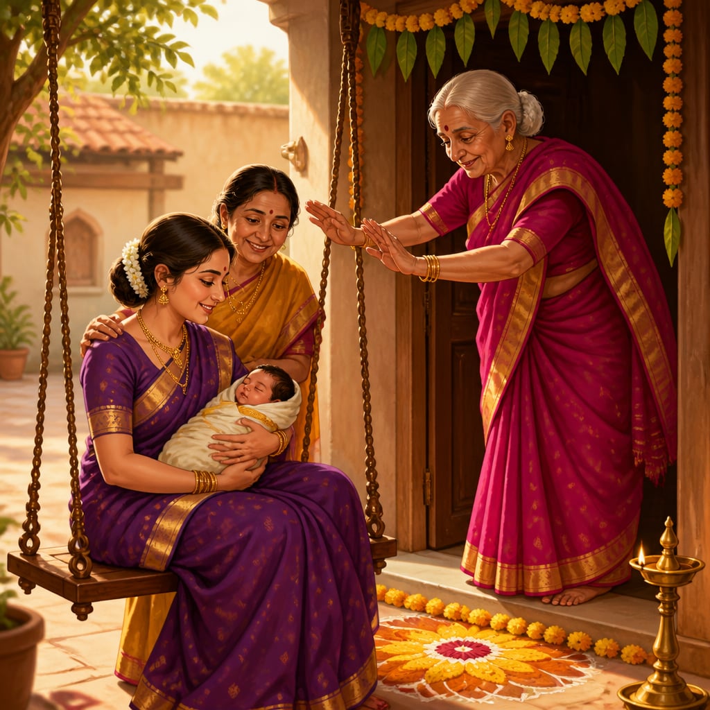 Tritiya prakriti elder offering badhai blessing at a home doorway