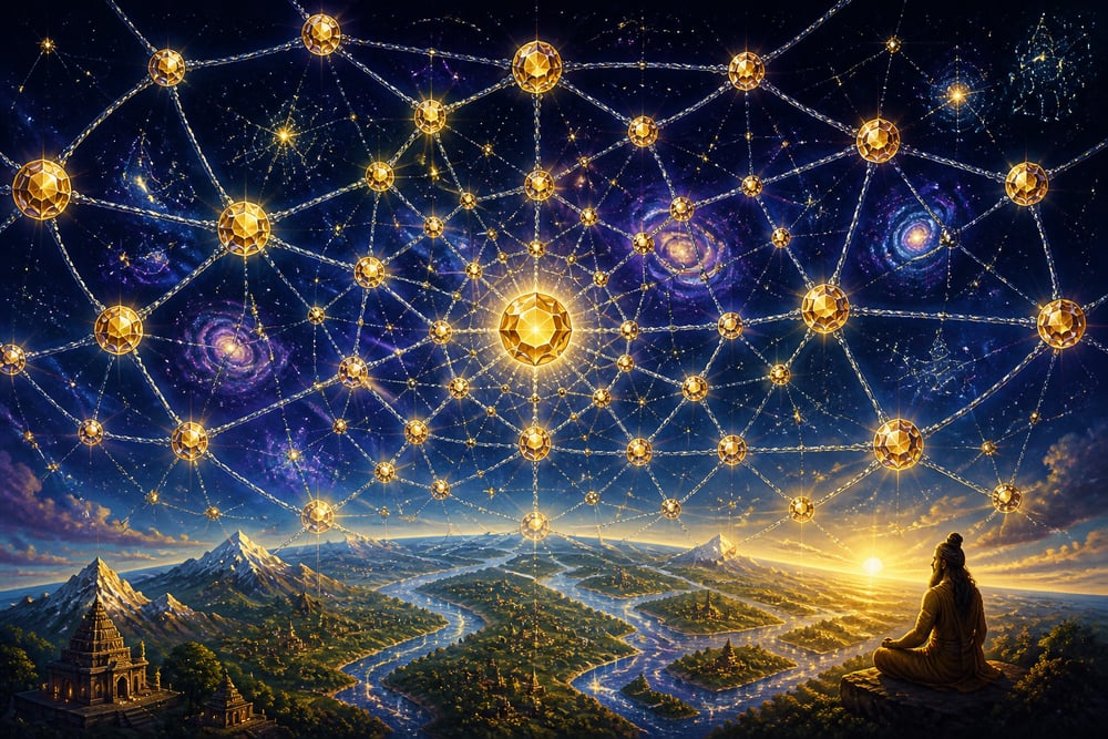 Indra's Net of mutually reflecting jewels across the cosmos