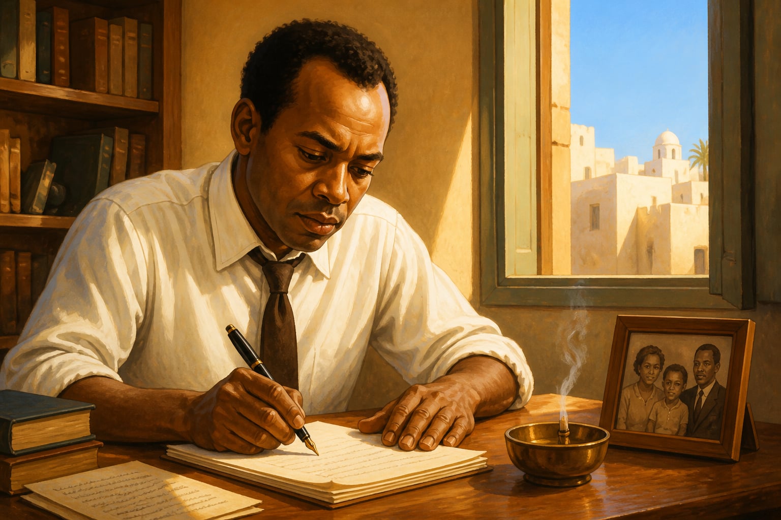 Frantz Fanon writing about colonized minds in Algiers