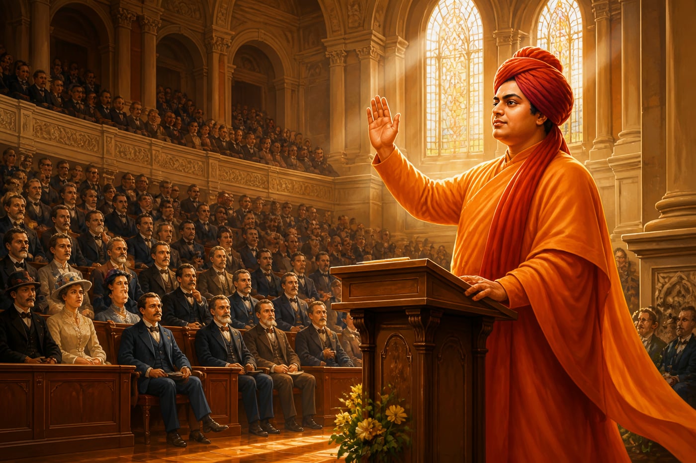 Swami Vivekananda at the 1893 Parliament of Religions in Chicago