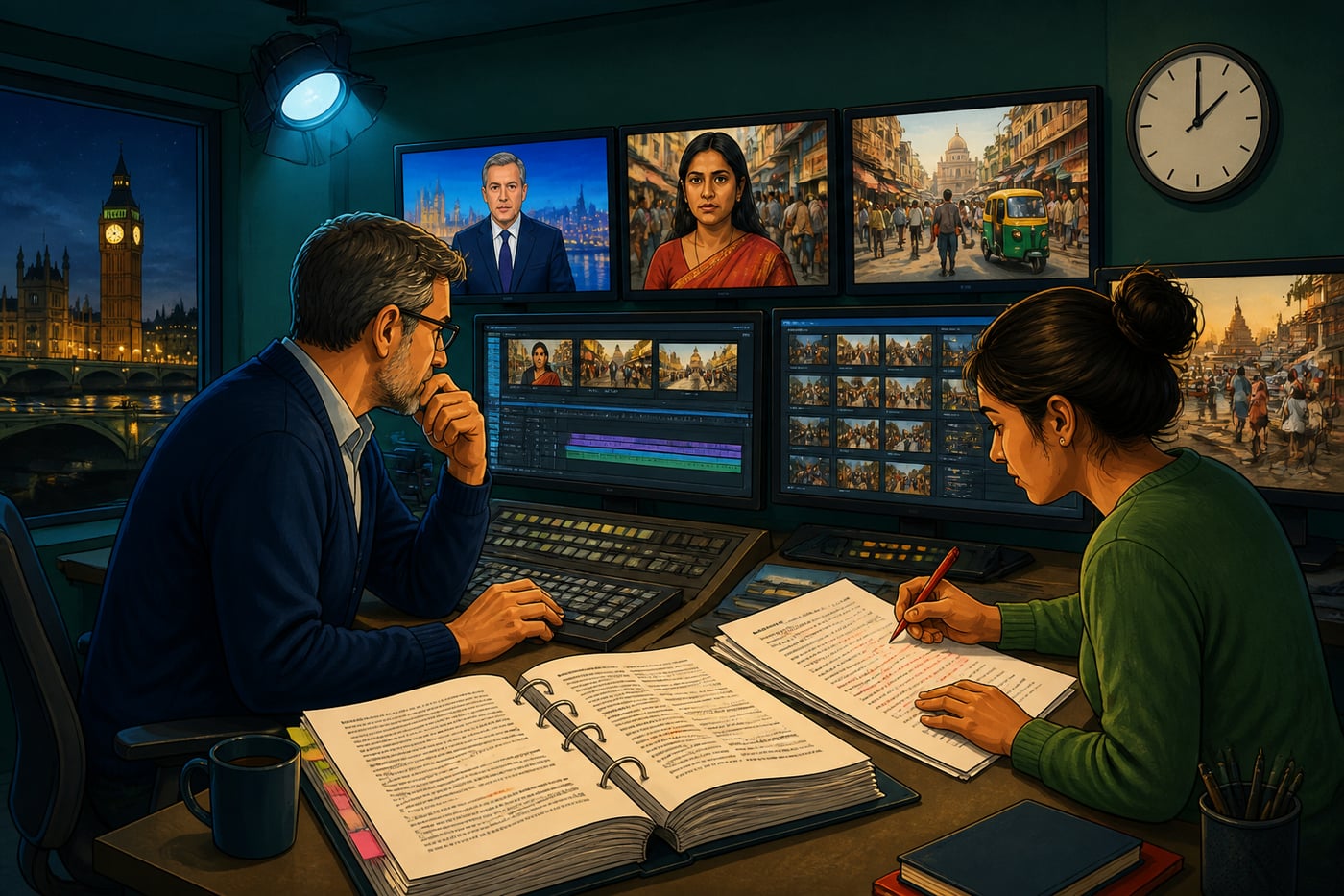 BBC newsroom producing a documentary on India