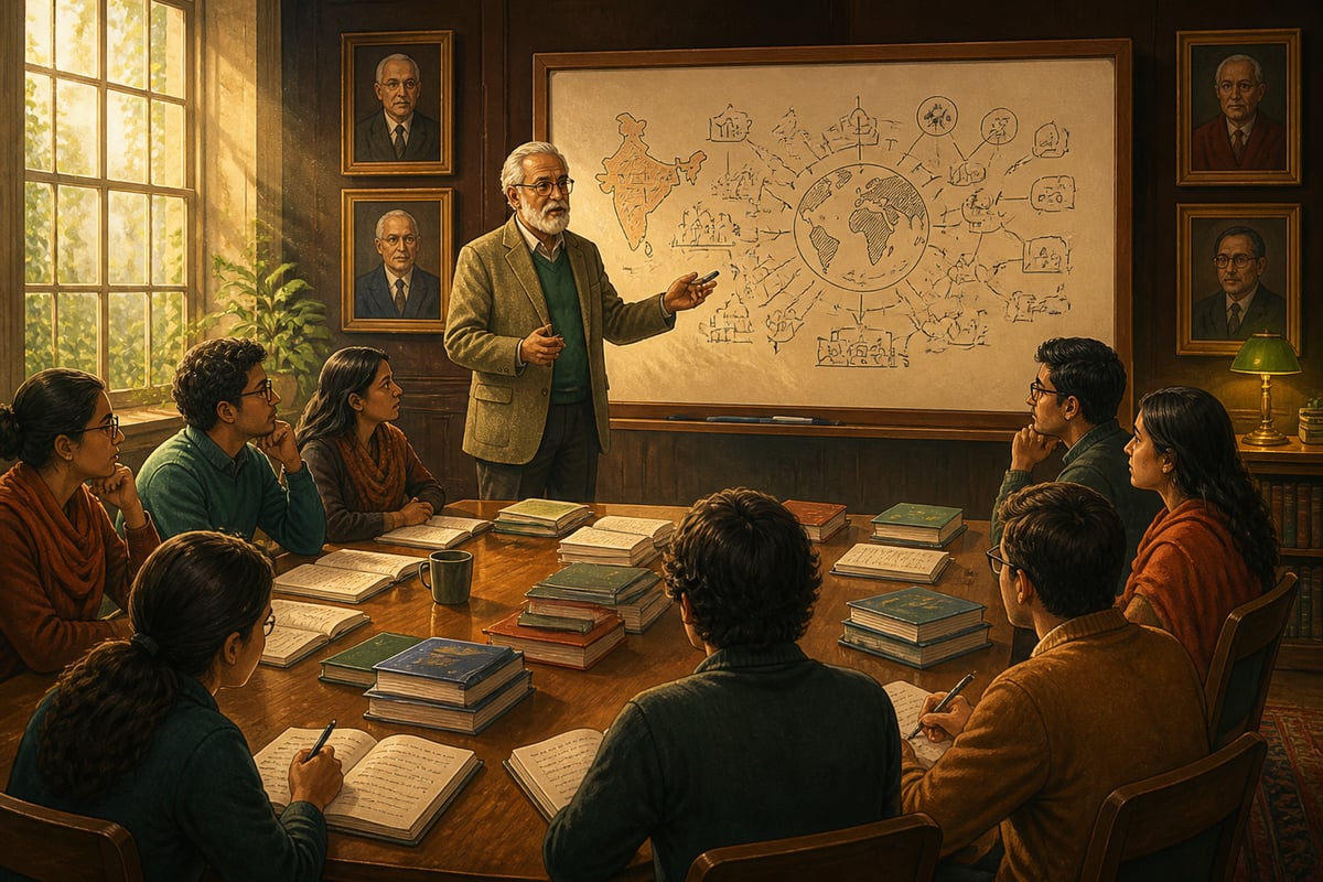 Ivy League seminar workshopping a framework on India
