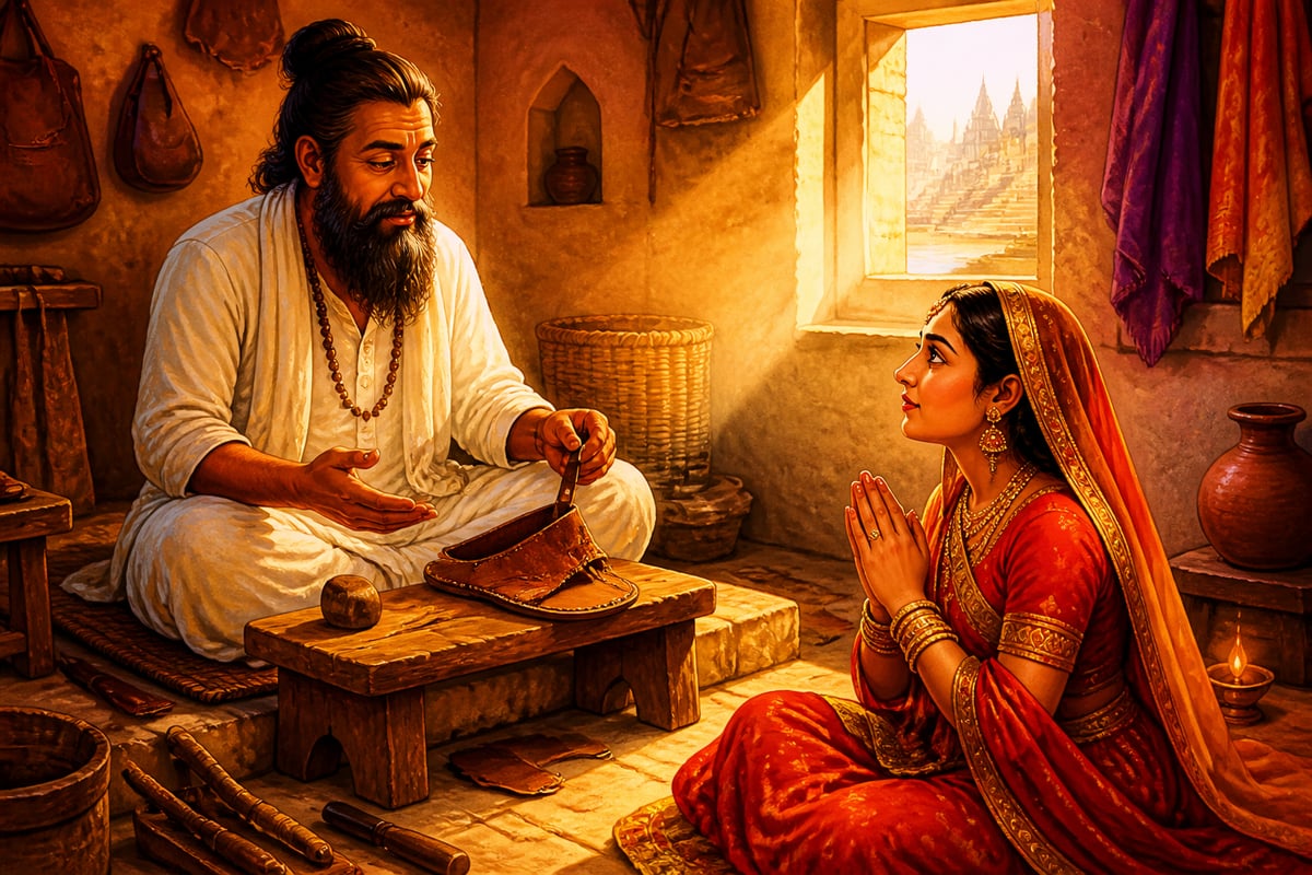 Ravidas the cobbler-saint as guru to princess Mirabai