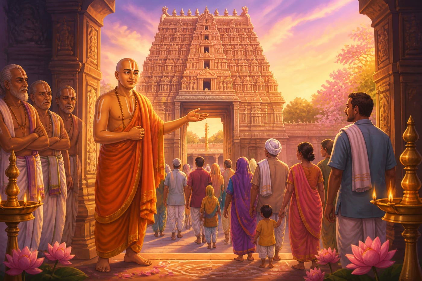 Ramanuja opens the Srirangam temple to all communities