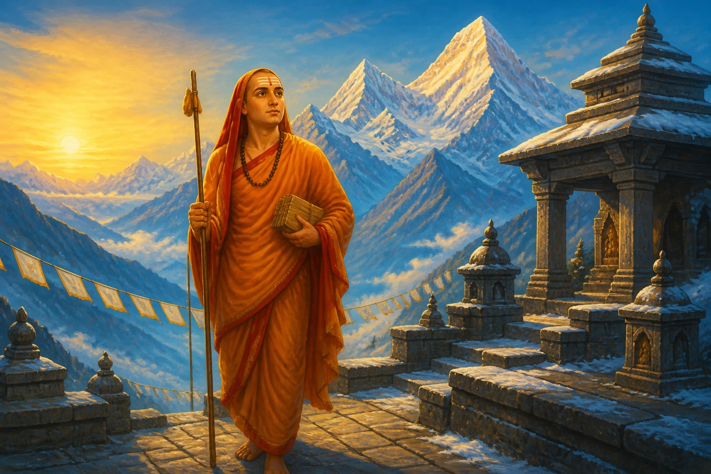 Adi Shankaracharya at Himalayan Jyotirmath at dawn