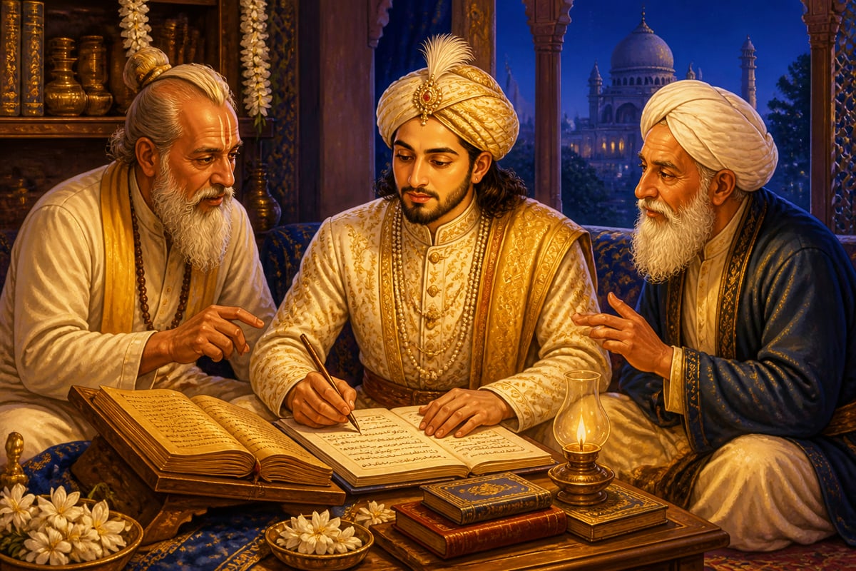 Dara Shikoh translating the Upanishads in Lahore