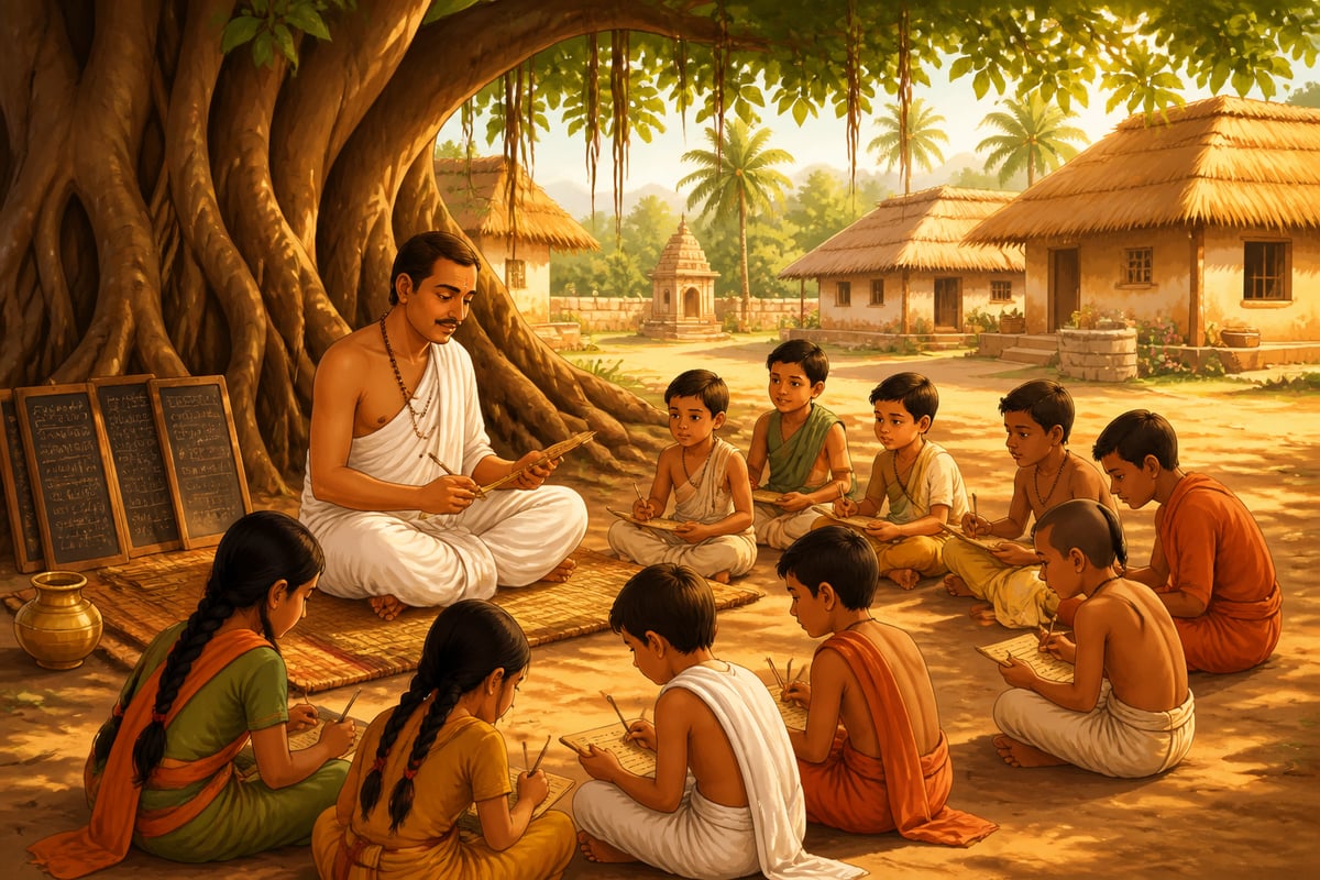 A pre-British indigenous village pathshala under a banyan tree