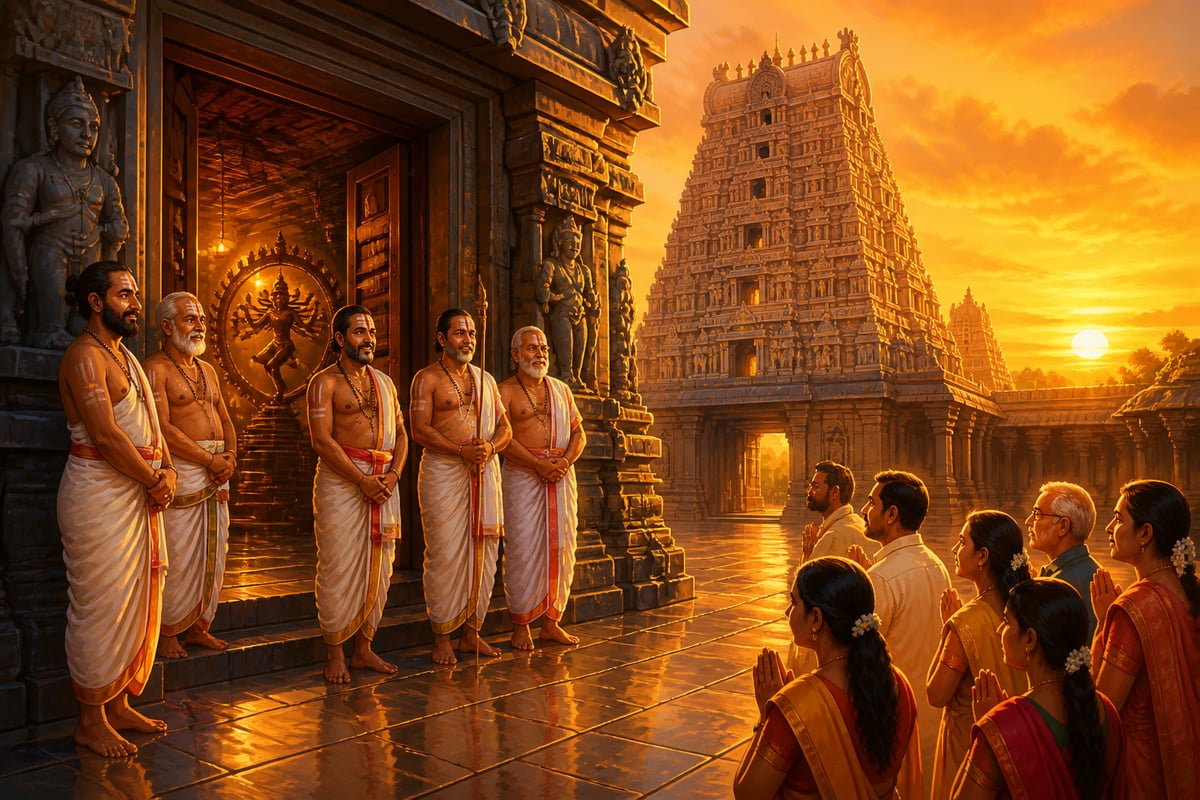 Chidambaram Dikshitars at the gopuram after the 2014 court case