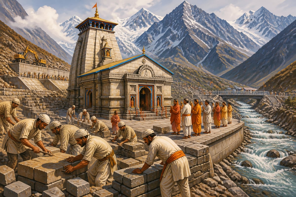 Kedarnath shrine rebuilt after the 2013 floods