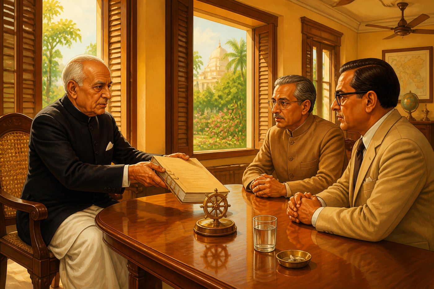 Justice Niyogi presenting the 1956 committee report