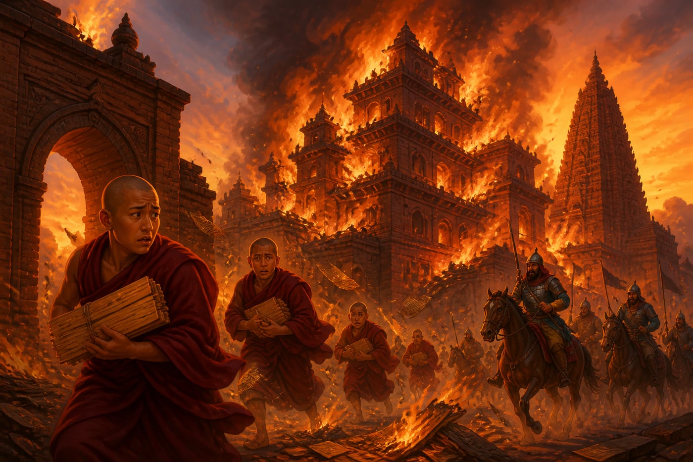 Nalanda University engulfed in flames in 1193 CE
