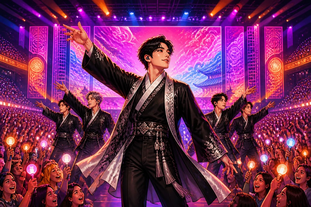 A Korean Hallyu wave concert commanding a vast multinational audience