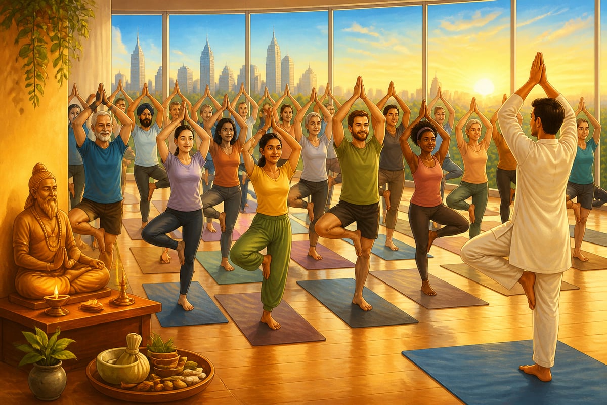 A global yoga class rooted in Vrikshasana under an Indian-origin teacher