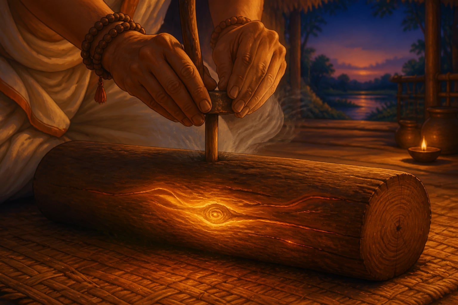 Fire hidden in seasoned wood